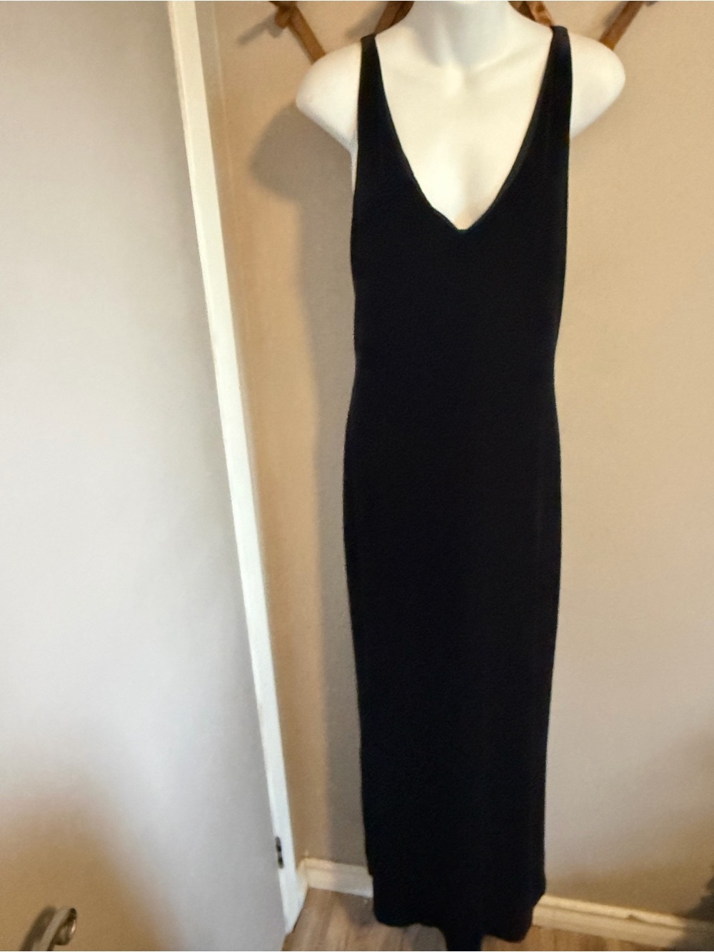 RALPH Ralph Lauren Vintage Black Velvet V-Neck Maxi Dress L